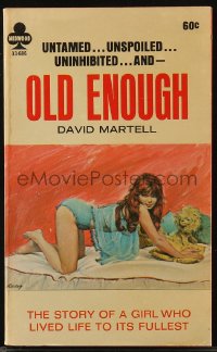 8m1134 OLD ENOUGH paperback book 1966 Paul Rader art, a sexy girl who lived life to its fullest!