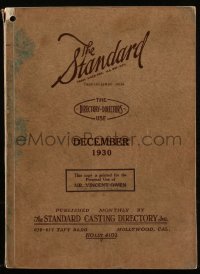 8m1252 STANDARD CASTING DIRECTORY softcover book December 1930 James Cagney, Clark Gable, Blondell!