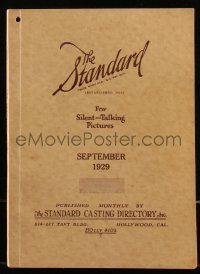 8m1250 STANDARD CASTING DIRECTORY softcover book September 1929 Bela Lugosi, Watson Family & more!