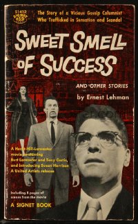8m1176 SWEET SMELL OF SUCCESS paperback book 1957 Burt Lancaster, Tony Curtis, by Ernest Lehman!
