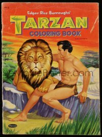 8m1074 TARZAN Whitman Publishing softcover coloring book 1953 Edgar Rice Burroughs, red style!