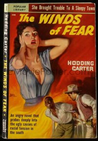 8m1166 WINDS OF FEAR paperback book 1950 Belarski art, probes deeply into causes of racial tension!