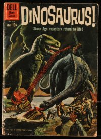 8m0067 DINOSAURUS #1120 comic book 1960 art of T-rex & brontosaurus, Stone Age monsters return to life!