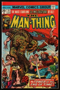 8m0175 MAN-THING #14 comic book February 1975 Death awaits him atop The Tower at the End of Time!