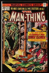 8m0176 MAN-THING #15 comic book March 1975 A Candle For Saint Cloud, the most macabre of all!