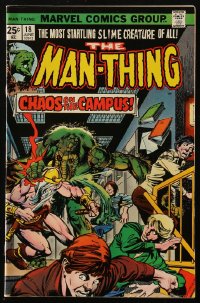 8m0179 MAN-THING #18 comic book June 1975 Chaos on the Campus, Kane & Janson art, Marvel Comics!