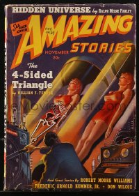 8m0024 AMAZING STORIES pulp magazine November 1939 The 4-Sided Triangle, Harold W. McCauley art!