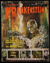 8m0701 CASTLE OF FRANKENSTEIN #3 magazine 1965 Larry Ivie cover art of Boris Karloff as The Mummy!
