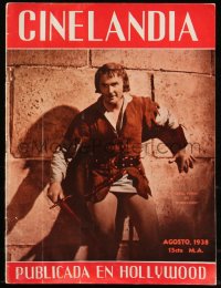 8m0454 CINELANDIA magazine August 1938 Errol Flynn in The Adventures of Robin Hood on the cover!