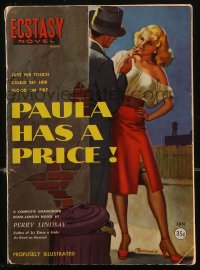 8m0466 ECSTASY NOVEL MAGAZINE magazine January 1949 Paula Has a Price, Charles Rodewald cover art!