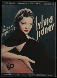 8m0476 EXCELSIOR Italian magazine October 1933 supplement dedicated completely to sexy Sylvia Sidney!