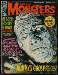 8m0688 FAMOUS MONSTERS OF FILMLAND #36 magazine December 1965 Vic Prezio cover art of Mummy's Ghost!