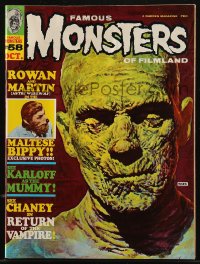 8m0694 FAMOUS MONSTERS OF FILMLAND #58 magazine October 1969 Gogos art of Boris Karloff as The Mummy!