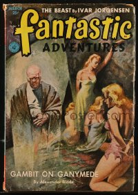 8m0034 FANTASTIC ADVENTURES pulp magazine March 1953 Frank Novarro cover art, Gambit on Ganymede!