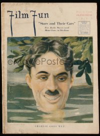 8m0488 FILM FUN magazine September 1919 great cover art of Charlie Chaplin in Charlie Goes Wet!