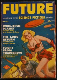 8m0038 FUTURE COMBINED WITH SCIENCE FICTION pulp magazine October 1950 sexy Leo Morey cover art!