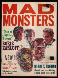 8m0538 MAD MONSTERS magazine Fall 1963 great cover art of Boris Karloff, Man of a Million Horrors!