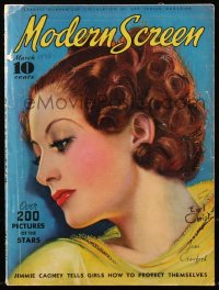 8m0771 MODERN SCREEN magazine March 1935 great cover art of pretty Joan Crawford by Earl Christy!