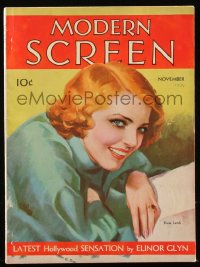 8m0770 MODERN SCREEN magazine November 1931 great cover art of sexy Elissa Landi by Elinor Glyn!