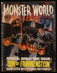 8m0722 MONSTER WORLD magazine March 1966 Gray Morrow art for Son of Frankenstein + rare pictures!