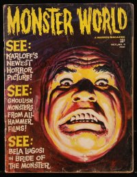 8m0720 MONSTER WORLD magazine October 1965 cool Gray Morrow cover art of Tor Johnson as Lobo!