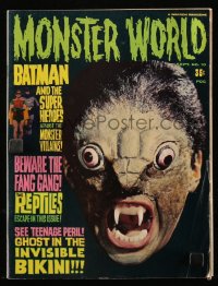 8m0723 MONSTER WORLD #10 magazine September 1966 one of horrordom's newest filmonsters, The Reptiles!