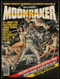 8m0553 MOONRAKER magazine October 1979 cover art of Roger Moore as James Bond by Daniel Goozee!