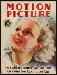 8m0783 MOTION PICTURE magazine July 1935 wonderful art of sexy Jean Harlow by Morr Kusnet!