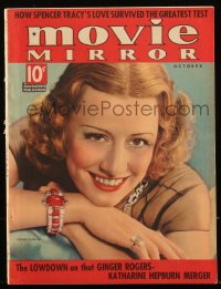 8m0565 MOVIE MIRROR magazine October 1937 great cover portrait of Irene Dunne by George Hurrell!