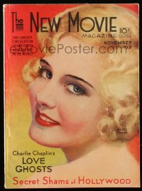 8m0573 NEW MOVIE MAGAZINE magazine November 1931 cover art of sexy Madge Evans by A. Wilson!