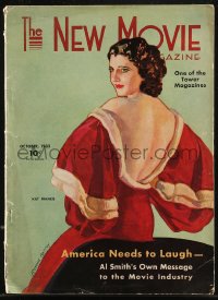 8m0572 NEW MOVIE MAGAZINE magazine October 1932 cover art of sexy Kay Francis by McClelland Barclay!