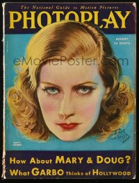8m0760 PHOTOPLAY magazine August 1930 great cover art of pretty Greta Garbo by Earl Christy!