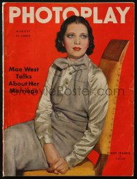 8m0762 PHOTOPLAY magazine August 1935 cover portrait of pretty Kay Francis by Victor Tchetchet!