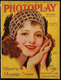 8m0757 PHOTOPLAY magazine November 1929 great cover art of pretty Janet Gaynor by Earl Christy!