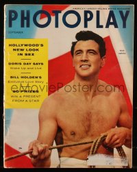 8m0768 PHOTOPLAY magazine September 1954 barechested Rock Hudson, Hollywood's new look in sex!