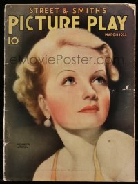 8m0591 PICTURE PLAY magazine March 1933 great cover portrait of Sari Maritza by Eleanor Dow!