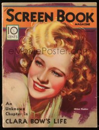 8m0618 SCREEN BOOK magazine January 1933 great cover art of sexy Miriam Hopkins, Clara Bow's Life!
