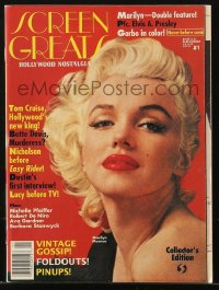 8m0619 SCREEN GREATS vol 1 no 1 magazine April 1990 great cover portrait of sexy Marilyn Monroe!