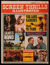8m0732 SCREEN THRILLS ILLUSTRATED magazine Feb 1965 James Bond, Lone Ranger, Beatles vs Stooges!