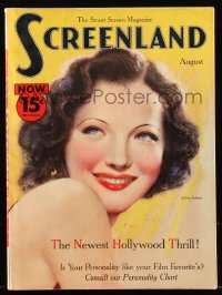 8m0628 SCREENLAND magazine August 1932 great cover art of sexy Sylvia Sidney by Charles Sheldon!