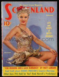 8m0629 SCREENLAND magazine February 1941 great cover portrait of sexy Betty Grable by Gene Kornman!