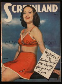 8m0630 SCREENLAND magazine June 1943 cover portrait of sexy Dorothy Lamour by A.L. Whitey Schafer!