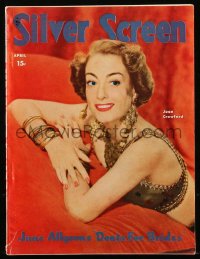 8m0793 SILVER SCREEN magazine April 1949 cover portrait of sexy Joan Crawford in Flamingo Road!