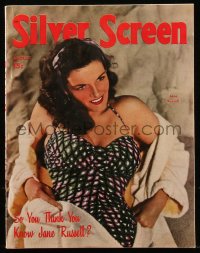 8m0794 SILVER SCREEN magazine August 1949 So You Think You Know Jane Russell, sexy cover portrait!