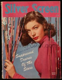 8m0790 SILVER SCREEN magazine May 1945 sexy Lauren Bacall cover, suppressed desires of the stars!