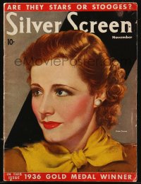 8m0788 SILVER SCREEN magazine November 1936 great art of pretty Irene Dunne by Marland Stone!