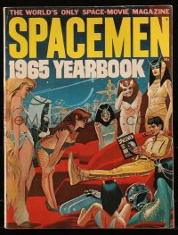 8m0641 SPACEMEN magazine 1965 Yearbook, Jones & Wood art of man surrounded by sexy alien women!