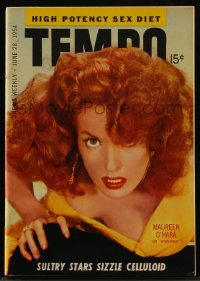 8m0652 TEMPO digest magazine June 28, 1954 sexy Maureen O'Hara, high potency sex diet, sultry stars!