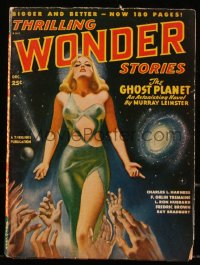 8m0044 THRILLING WONDER STORIES pulp magazine December 1948 Bergey cover art of sexy female alien!