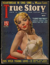 8m0657 TRUE STORY magazine May 1936 great cover art of sexy Ida Lupino by Victor Tchetchet!